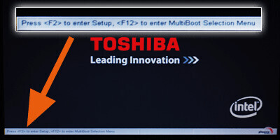 Accéder au menu de boot sur Toshiba
