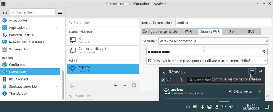 KDE : éditeur de connexion réseau