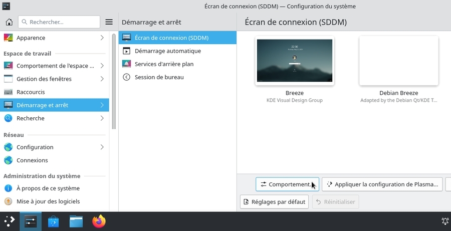 Lancer la configuration de l’écran de connexion sur KDE