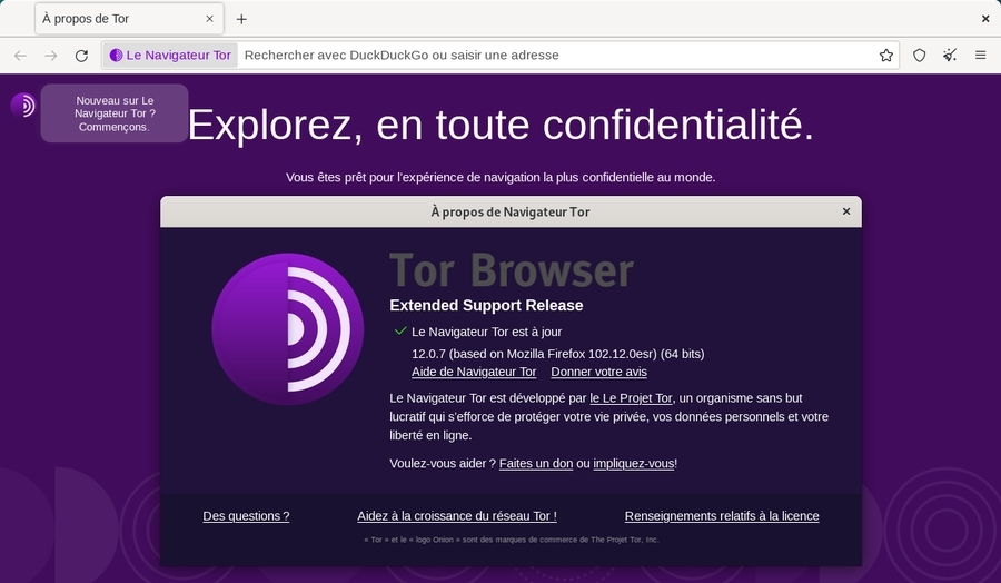 TorBrowser : lancement du navigateur